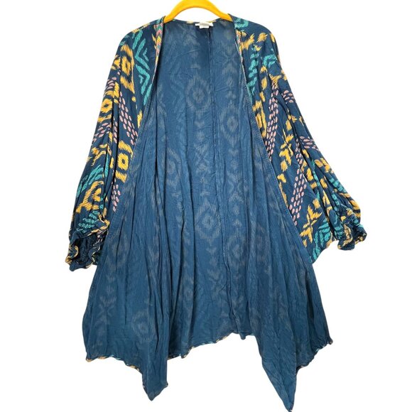 Ariat Womens L-XL Boho Kimono Cardigan Vibrant Geometric Tribal Southwest Wrap - Picture 2 of 15